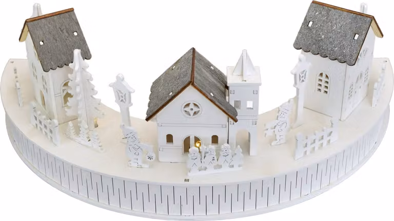 Villaggio in legno con case a LED 14x40 cm