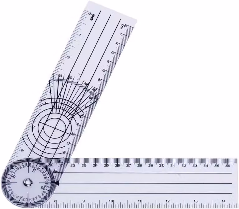 Goniometro in PVC, rotazione a 360°, 21,4 cm, per fisioterapia