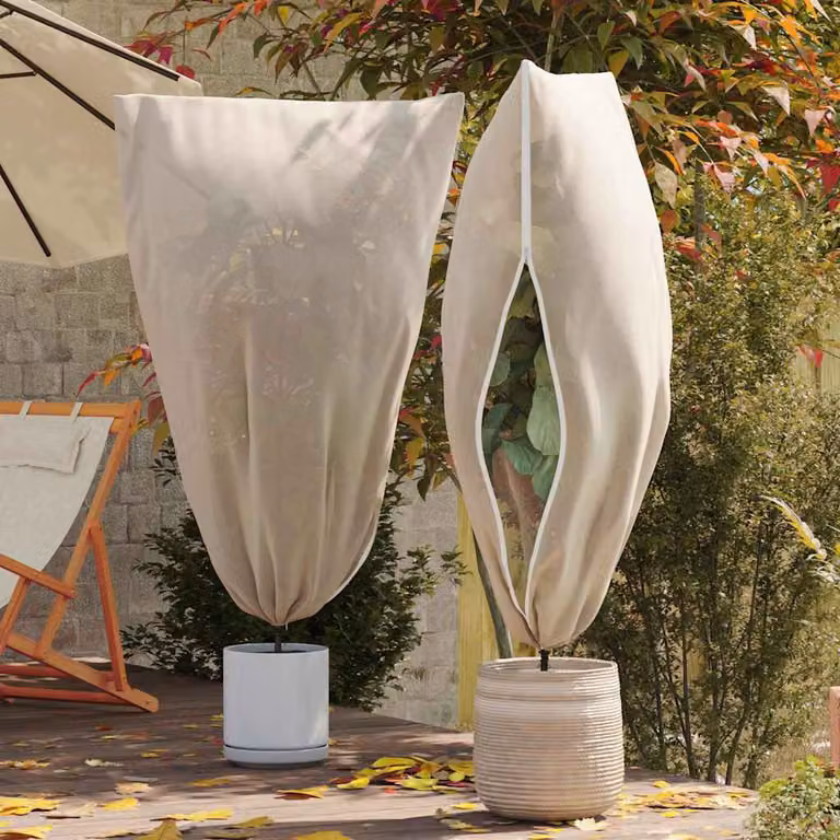 Set di 5 coperture in fleece beige vidaXL per la protezione antigelo delle piante
