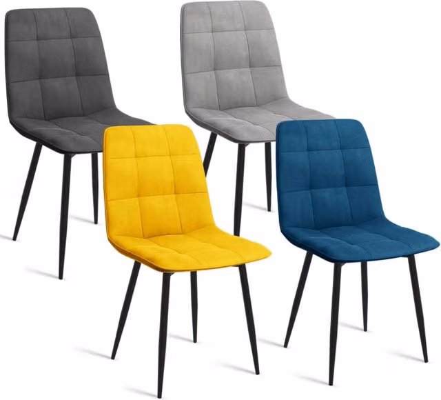 Set di 4 sedie MILA IDMarket in velluto multicolore con struttura in metallo per sala da pranzo e cucina – 1