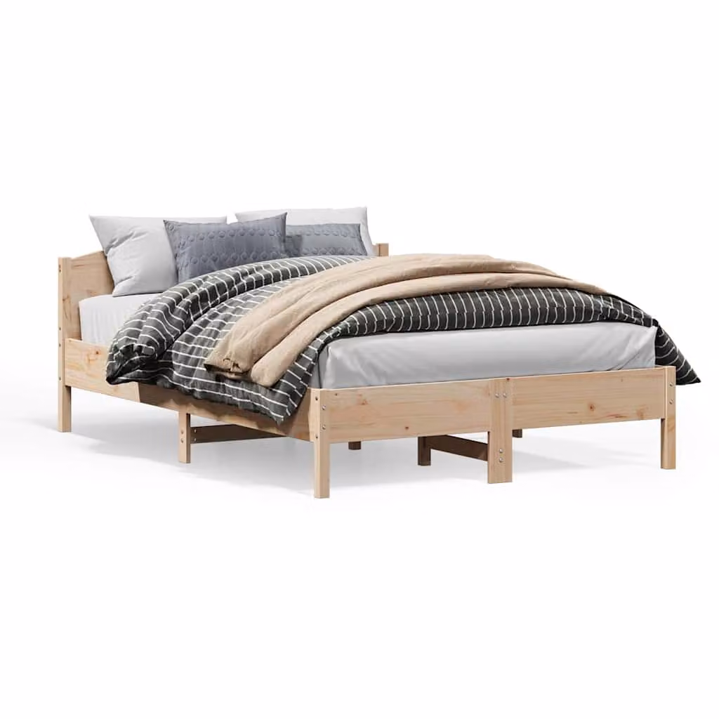 vidaXL Letto in Legno Massello di Pino Rustico Marrone L: 120 cm, P: 200 cm