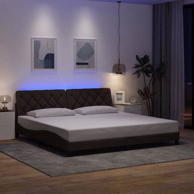 vidaXL Giroletto moderno in tessuto con illuminazione LED e porta USB, L/P: 200 x 200 cm