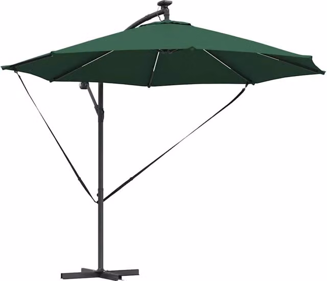 Ombrellone a cantilever moderno inclinabile giardino terrazza 294 x 294 x 248 cm in poliestere verde 02_0058756