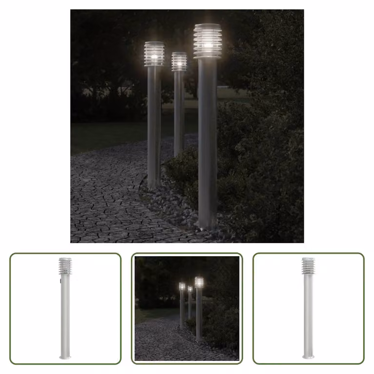The Living Store Luce di percorso con presa argento 110 cm in acciaio inox