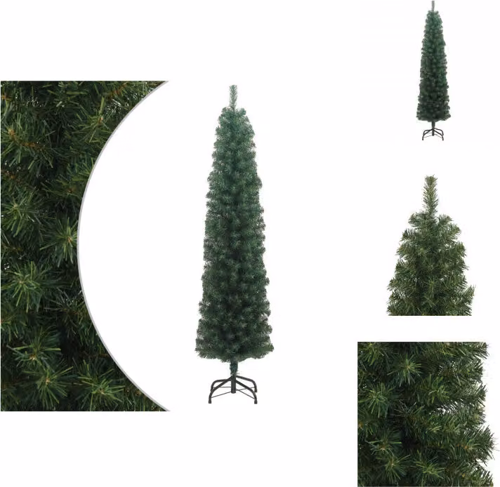 vidaXL Albero di Natale artificiale slim con supporto verde 210 cm PVC - Alberi di Natale