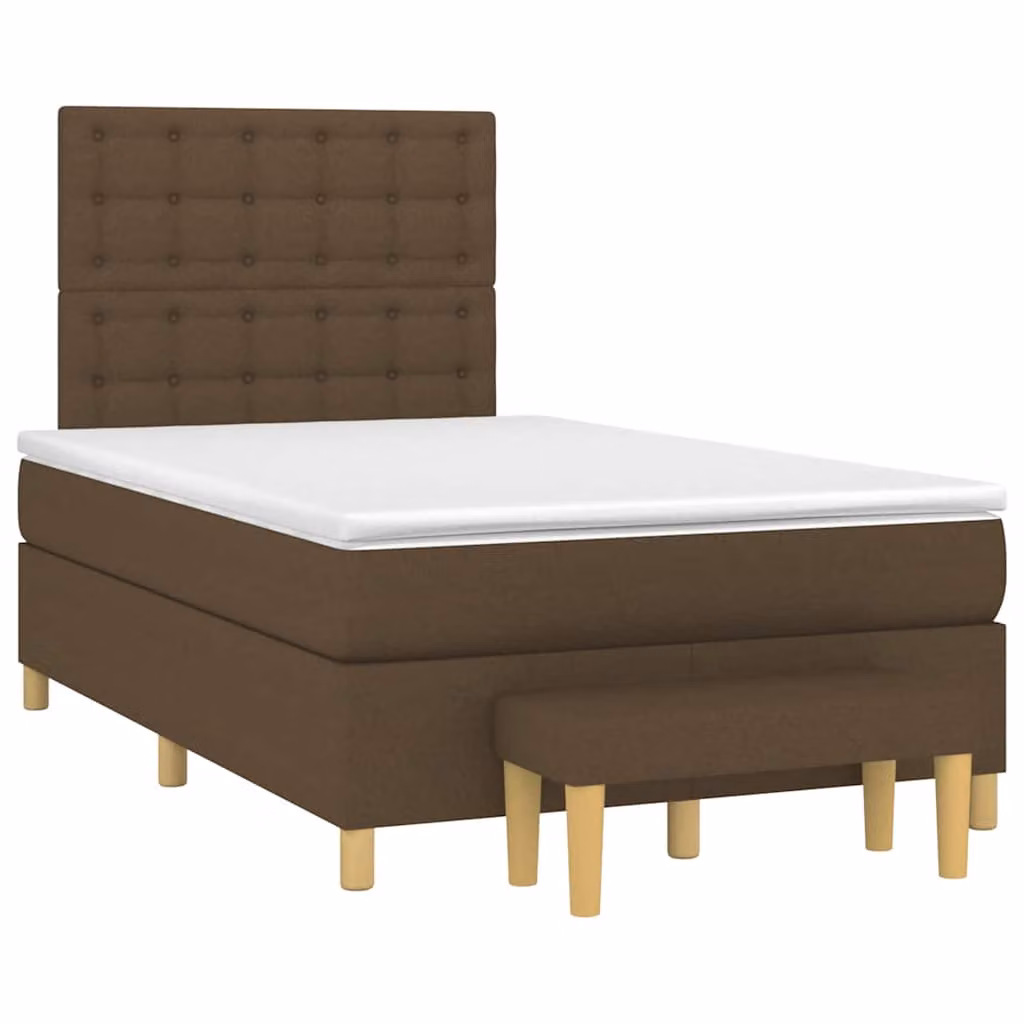 Giroletto a Molle con Materasso vidaXL in Tessuto Marrone e Bianco L/P/H: 120 x 200 x 193 cm