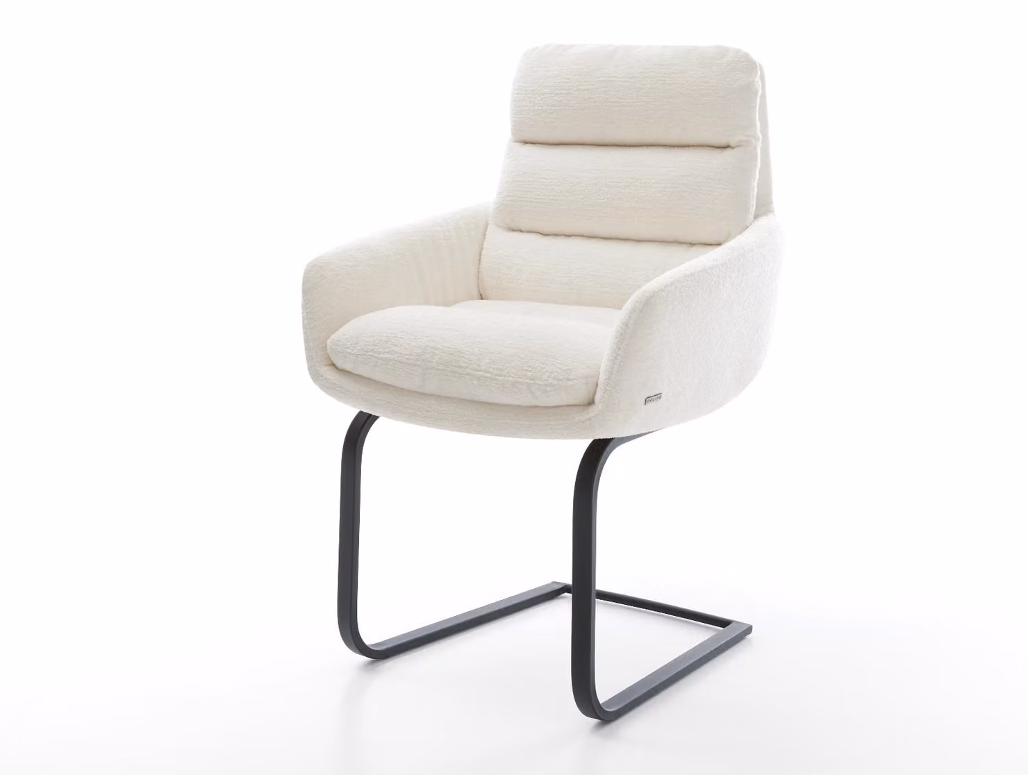 DELIFE Sedia a sbalzo Abelia-Flex con braccioli Bouclé Soft Beige Sedia a sbalzo piatta Nero