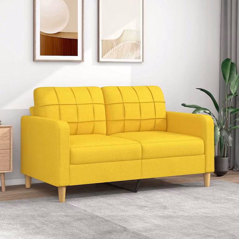 vidaXL Divano Moderno a 2 Posti in Tessuto Giallo con Struttura in Metallo