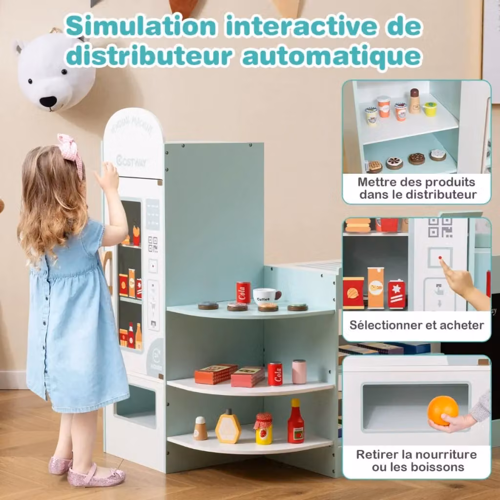 Set da gioco supermercato interattivo per bambini in MDF verde HELLOSHOP26 L/P/H: 89 x 57 x 88 cm – 2