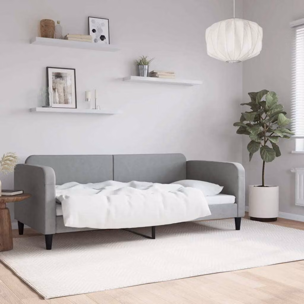 Maison Exclusive - Letto a giorno grigio chiaro, 90x190 cm, rivestito in tessuto