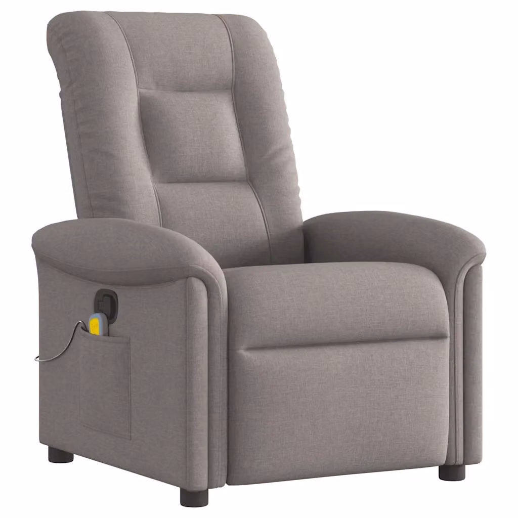 Poltrona Reclinabile Relax vidaXL in Tessuto Beige e Grigio con Braccioli – 2