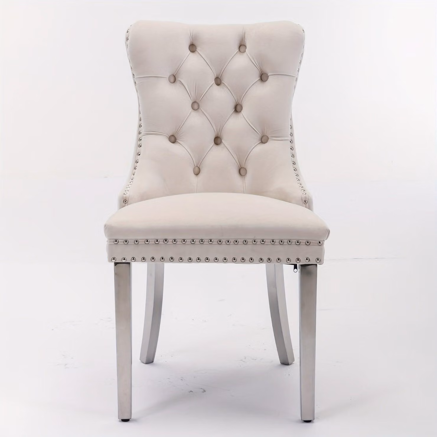 Set di 2 eleganti sedie da pranzo imbottite, con struttura in legno massello e gambe in acciaio inossidabile