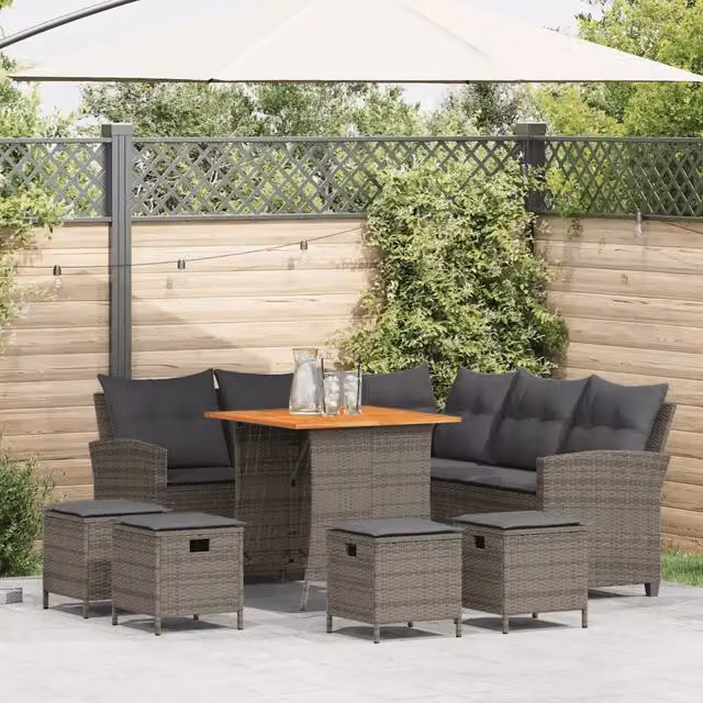 Set Divani da Giardino 6 pz con Cuscini a Forma di L Polyrattan 3213541