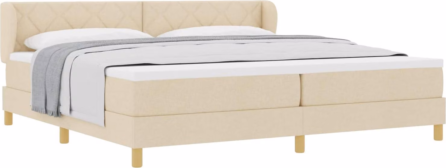 Letto a molle con materasso Crema 200 x 200 cm Tessuto