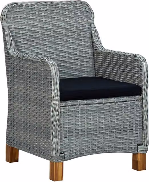 Sedie da Giardino con Cuscini 2 pz in Polyrattan Grigio Chiaro 313317