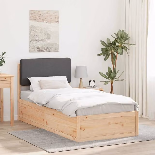 Letto con Testiera Rivestita Grigio scuro 80 x 200 cm 877660