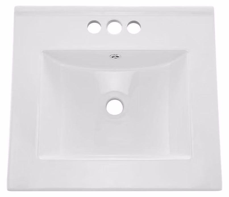 Lavabo semi-incasso - 510x465 mm - 3 fori per rubinetti - Vetroceramica - Bianco