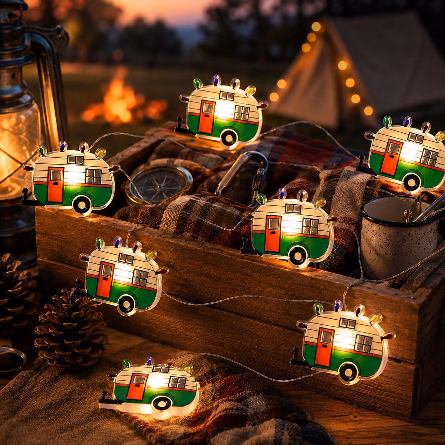 Catena luminosa a LED, 2 metri, 20 LED bianco caldo, alimentata a batteria