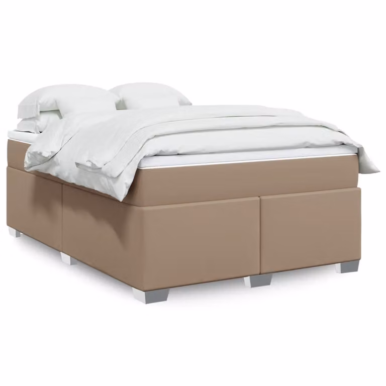 vidaXL Giroletto a Molle con Materasso in Similpelle Beige e Bianco L/P: 160 x 200 cm