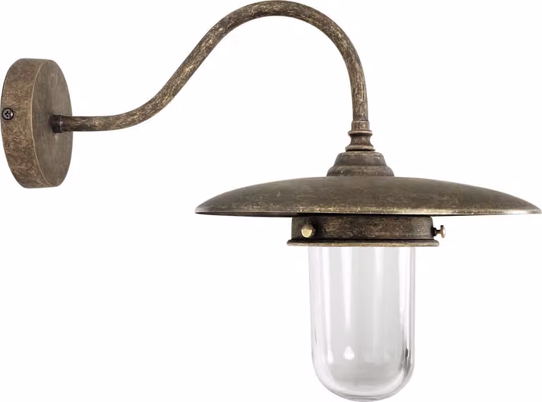 Lampada da parete per esterni in ottone massiccio in vetro alta 29,5 cm IP44 in bronzo antico opaco E27 lampada da esterno marittima a parete