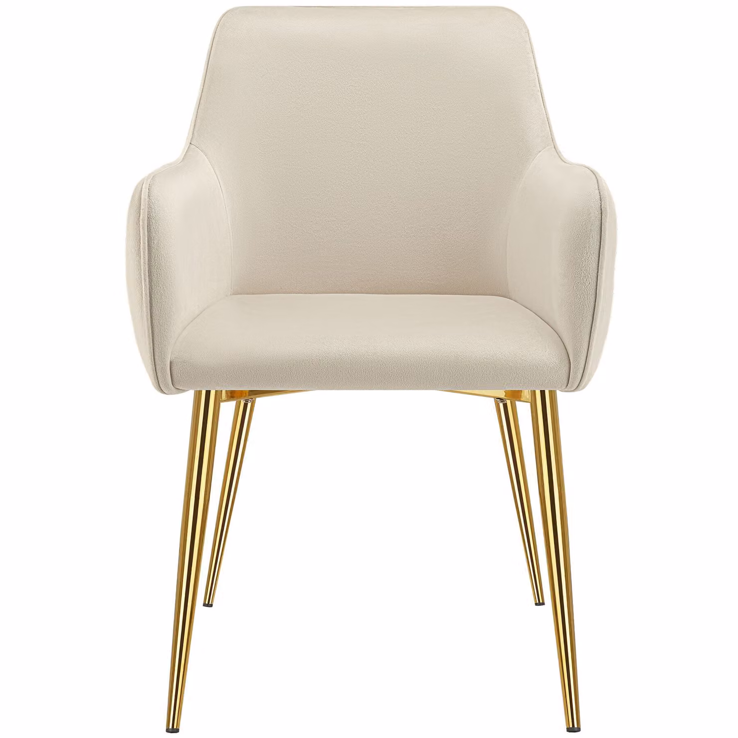 Set di 4 poltrone Avane tectake in velluto beige con stile scandinavo, L: 120 cm, P: 63,5 cm, H: 86,5 cm – 3