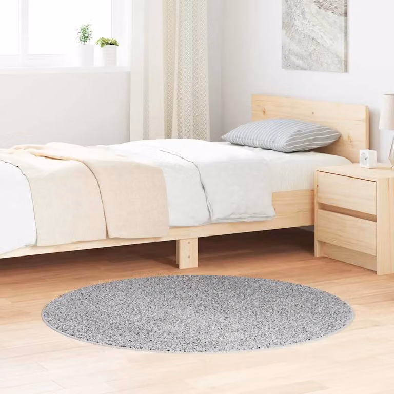 Tappeto Shaggy vidaXL Grigio Antiscivolo e Lavabile in Polipropilene L/P: 120 x 120 cm