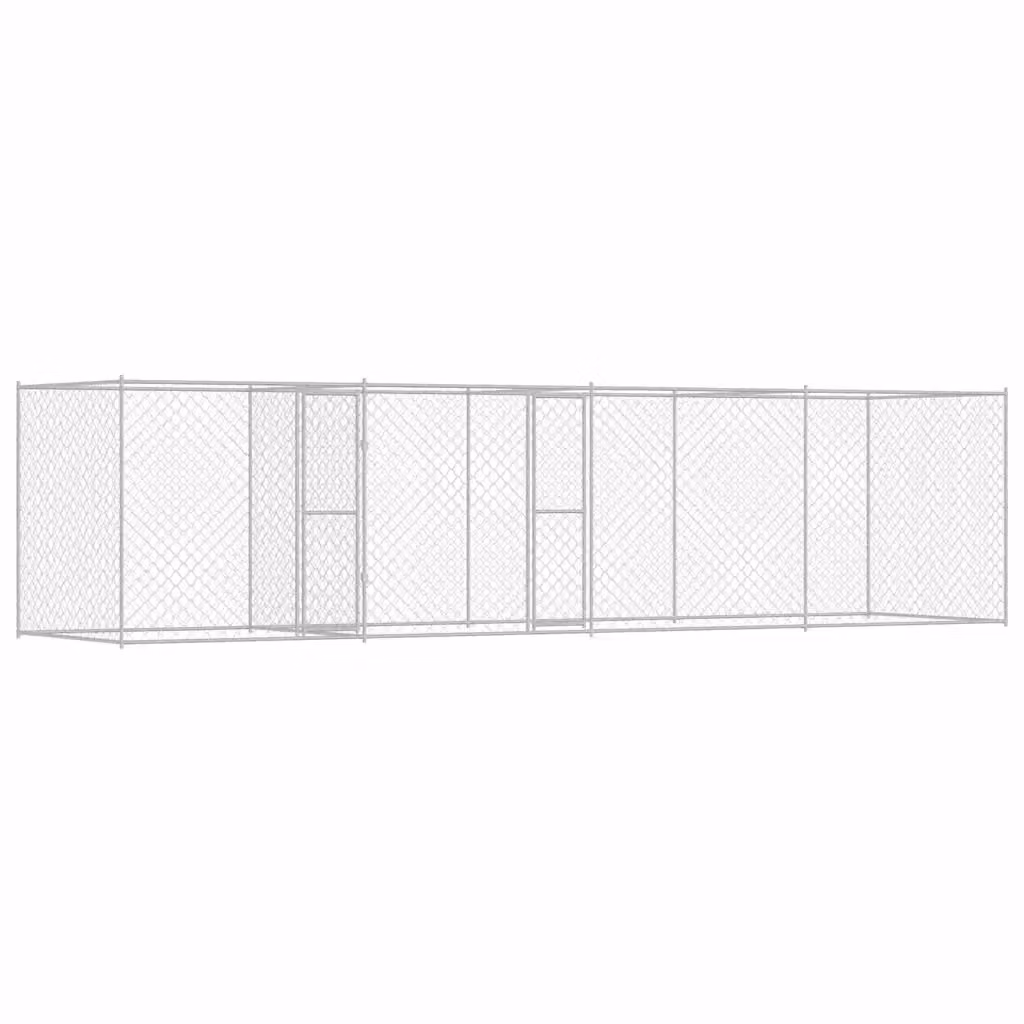 Gabbia per cani vidaXL in metallo argentato resistente alle intemperie L: 600 cm, P: 200 cm, H: 200 cm – 2