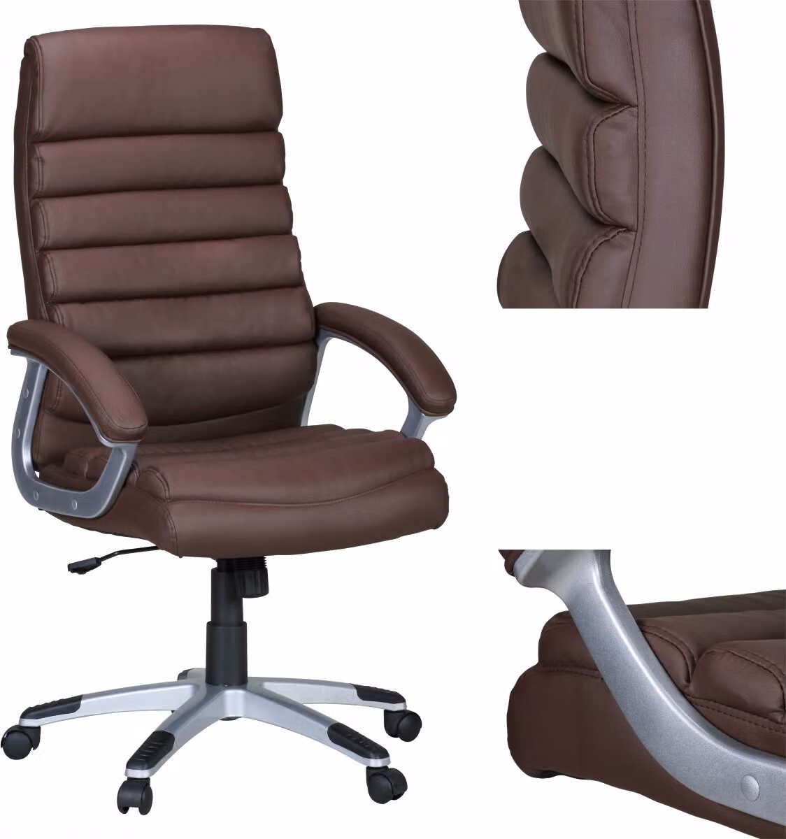 Sedia da ufficio Amstyle Valencia in pelle marrone Sedia girevole executive con imbottitura XXL; SPM1.038