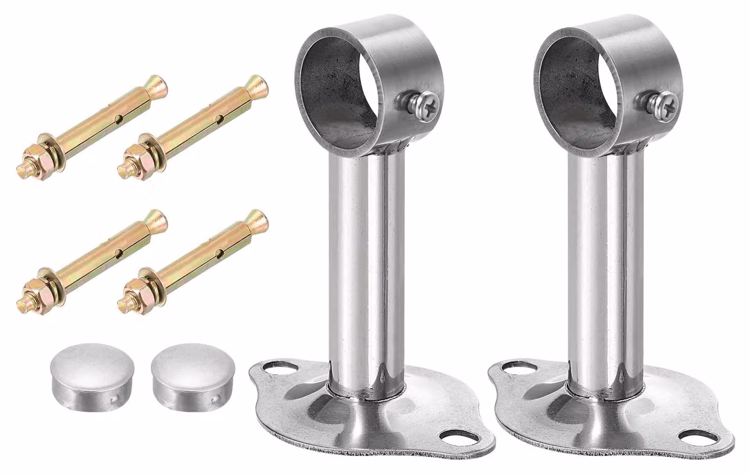 Supporti per tende, set da 3, acciaio inossidabile, 25 mm, 100 mm, colore argento