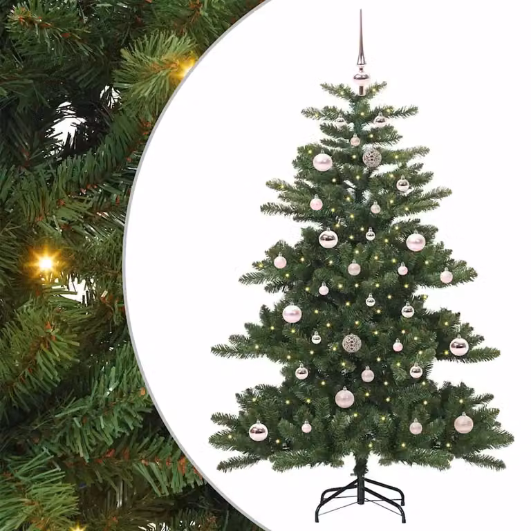 Albero di Natale Artificiale Moderno vidaXL con Luci LED Warm White, Verde, Altezza: 150 cm