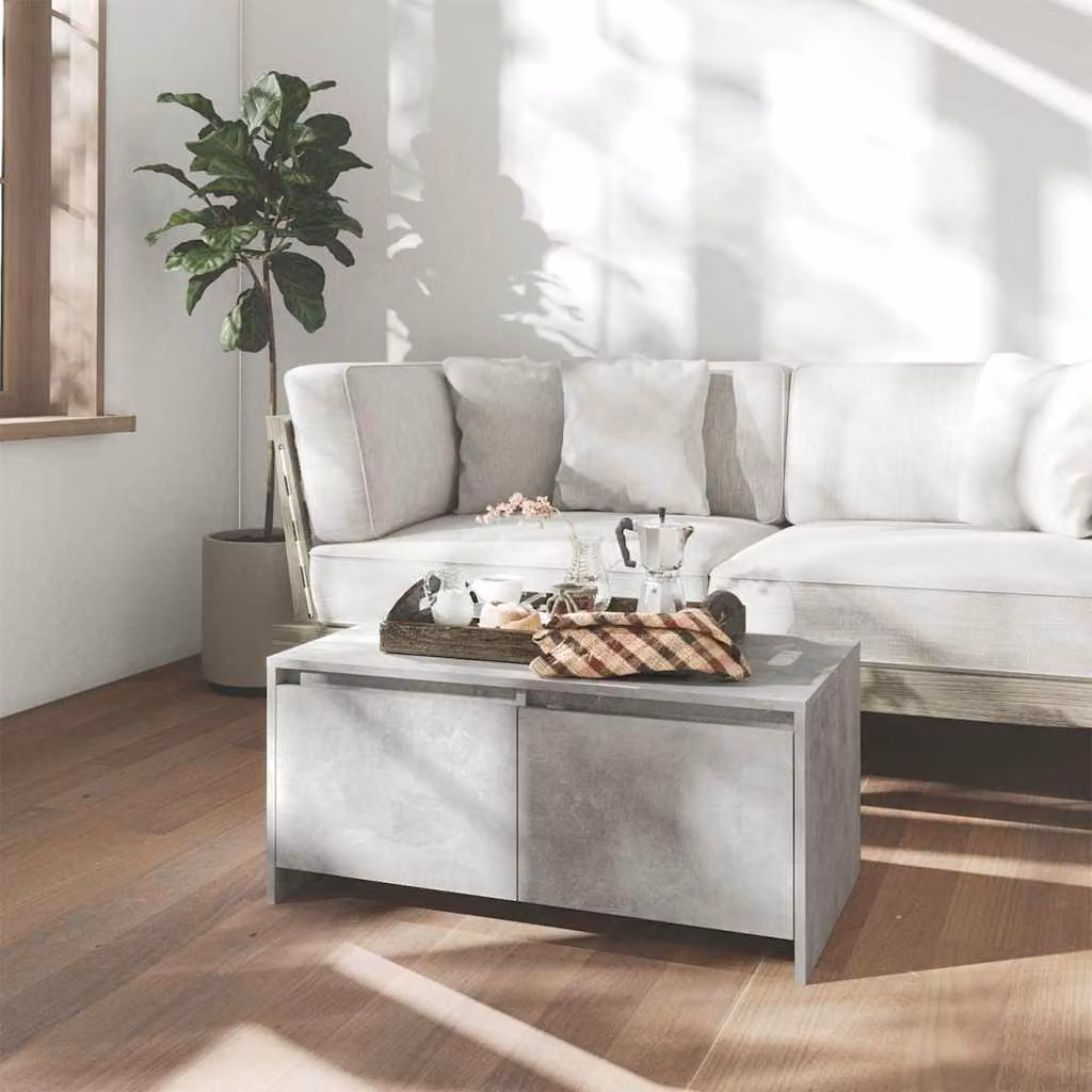 vidaXL Tavolino da Salotto Moderno Rettangolare Grigio L: 90 cm, P: 50 cm, H: 41,5 cm in Composito e MDF