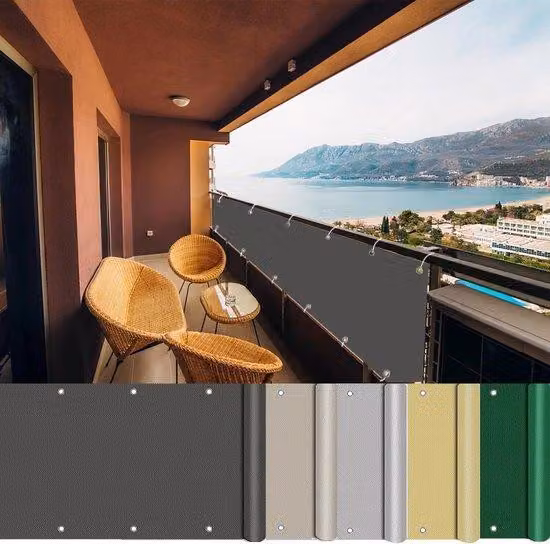 Divisorio per esterni - Recinzione per balcone - Paravento - Resistente alle intemperie - 170 x 500 cm - Effetto antracite