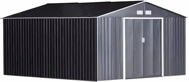 Casetta Box da Giardino in Lamiera 3,4x3,86x2 m Grigia
