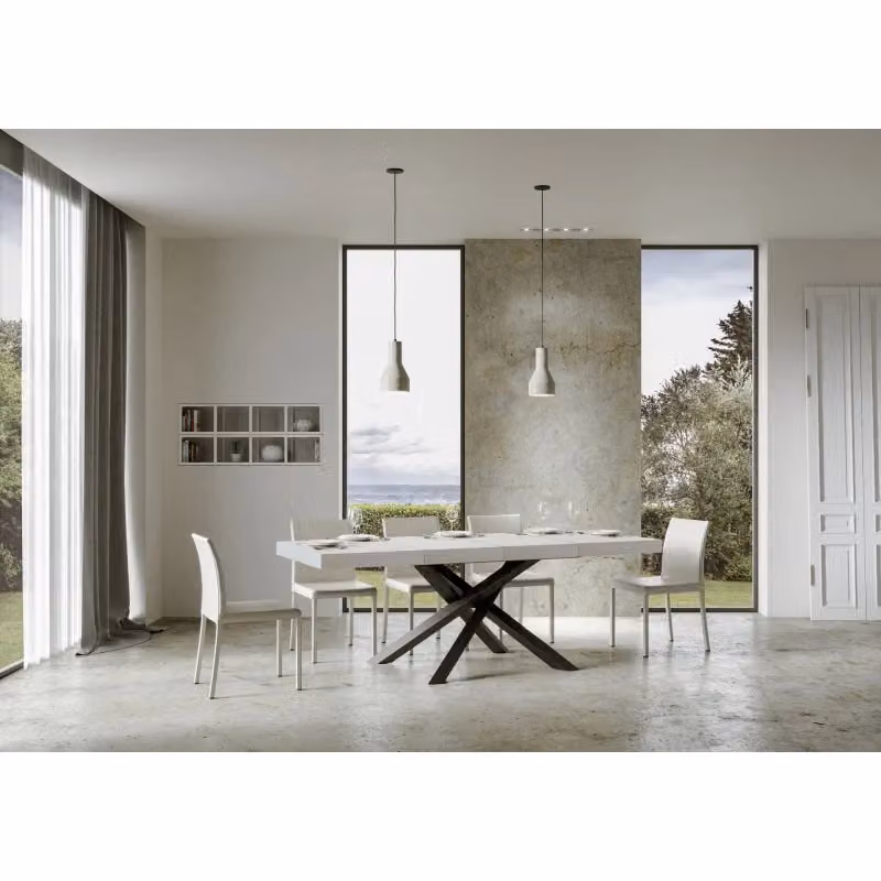 Tavolo allungabile Volantis Premium ITAMOBY con telaio antracite e piano bianco frassino L: 120-380 cm, P: 90 cm – 2
