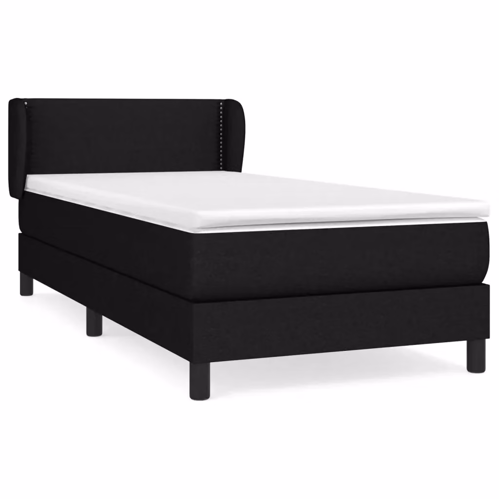 vidaXL Giroletto a Molle con Materasso Ibrido in Tessuto Nero e Bianco L/P/H: 200 x 80 x 83 cm – 2