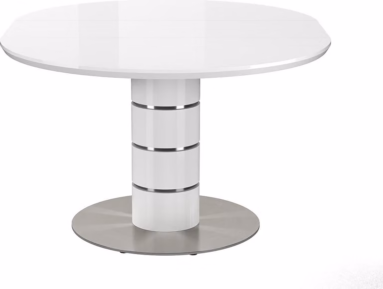 Tavolo allungabile - Da 4 a 6 posti - Legno e acciaio inox - Laccato bianco - CUSCO