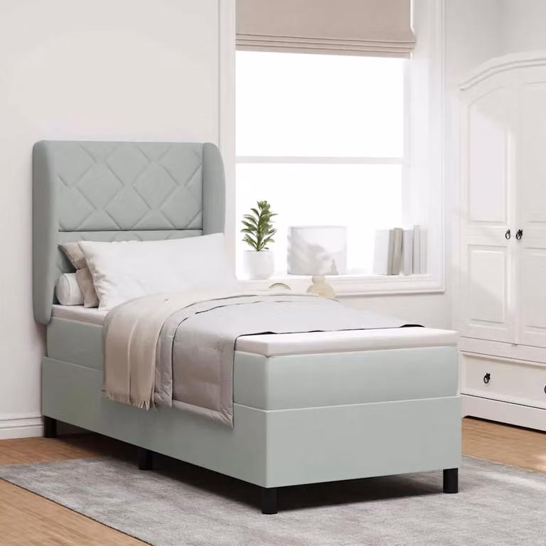 Letto ibrido con testiera in velluto vidaXL Grigio, L: 80 cm, P: 200 cm