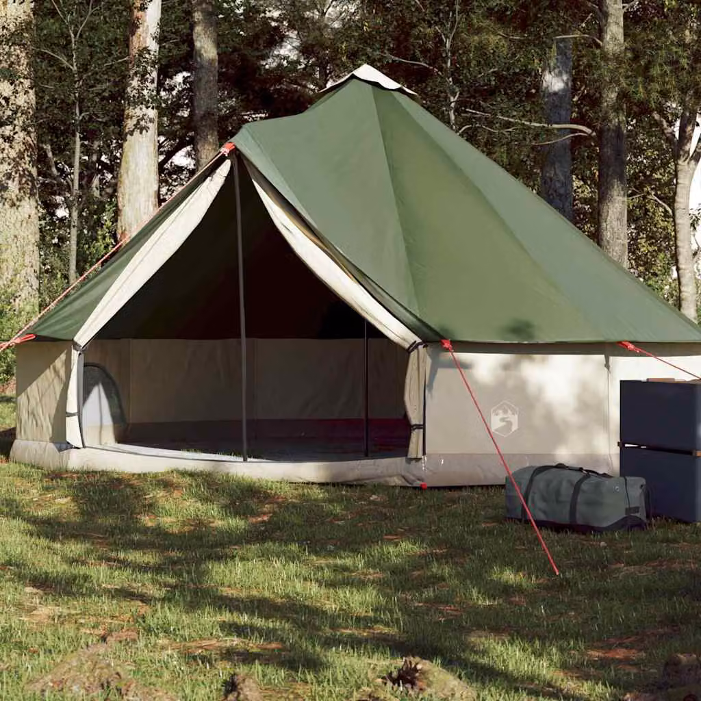 Tenda da campeggio familiare vidaXL per 6 persone, impermeabile, colore verde