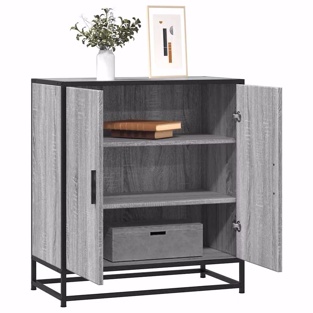 Credenza in stile industriale vidaXL in legno e metallo, Grigio Sonoma, L: 68 cm, P: 35 cm, H: 76 cm