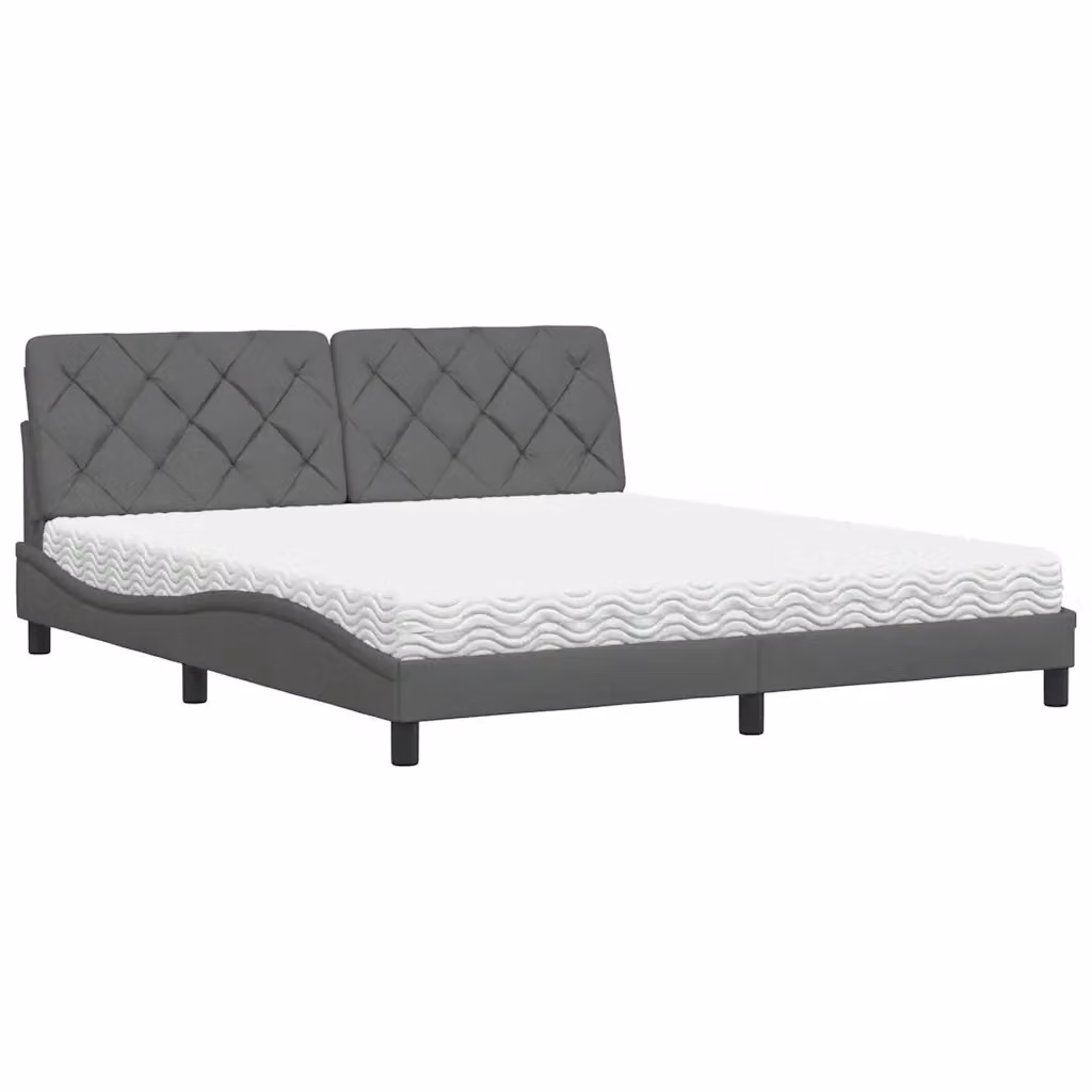 Letto moderno con materasso in schiuma vidaXL, colore grigio e bianco, L/P: 180 x 200 cm – 2
