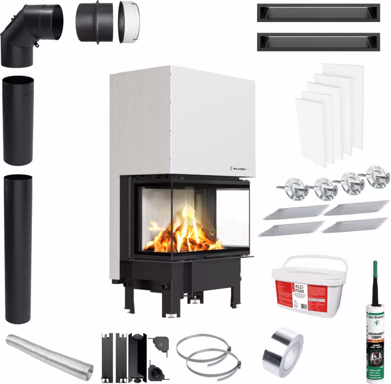 Inserto per caminetto KRATKI REGNOR 8 kW ∅200 Kit di montaggio e installazione