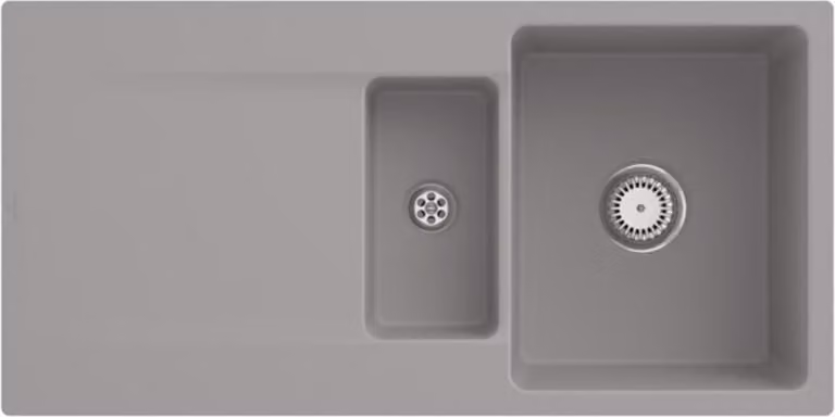 Lavello da incasso V&B Siluet 60 R Flat con scarico a scomparsa, funzionamento manuale, fossilizzato