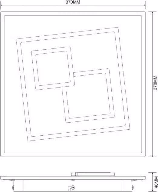 Plafoniera LED quadrata DUNK nera 36W, tonalità di bianco, 2300 lm, metallo, dimensioni: 4,8 x 37 x 37 cm, IP20, Zuma Line