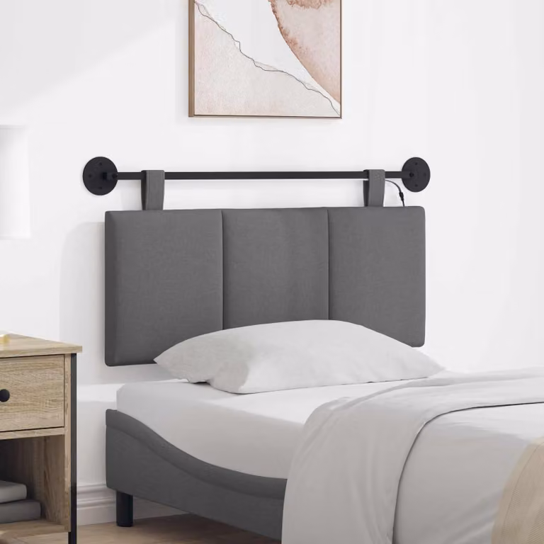 Testiera per letto sospesa vidaXL con luce LED integrata in tessuto velluto grigio