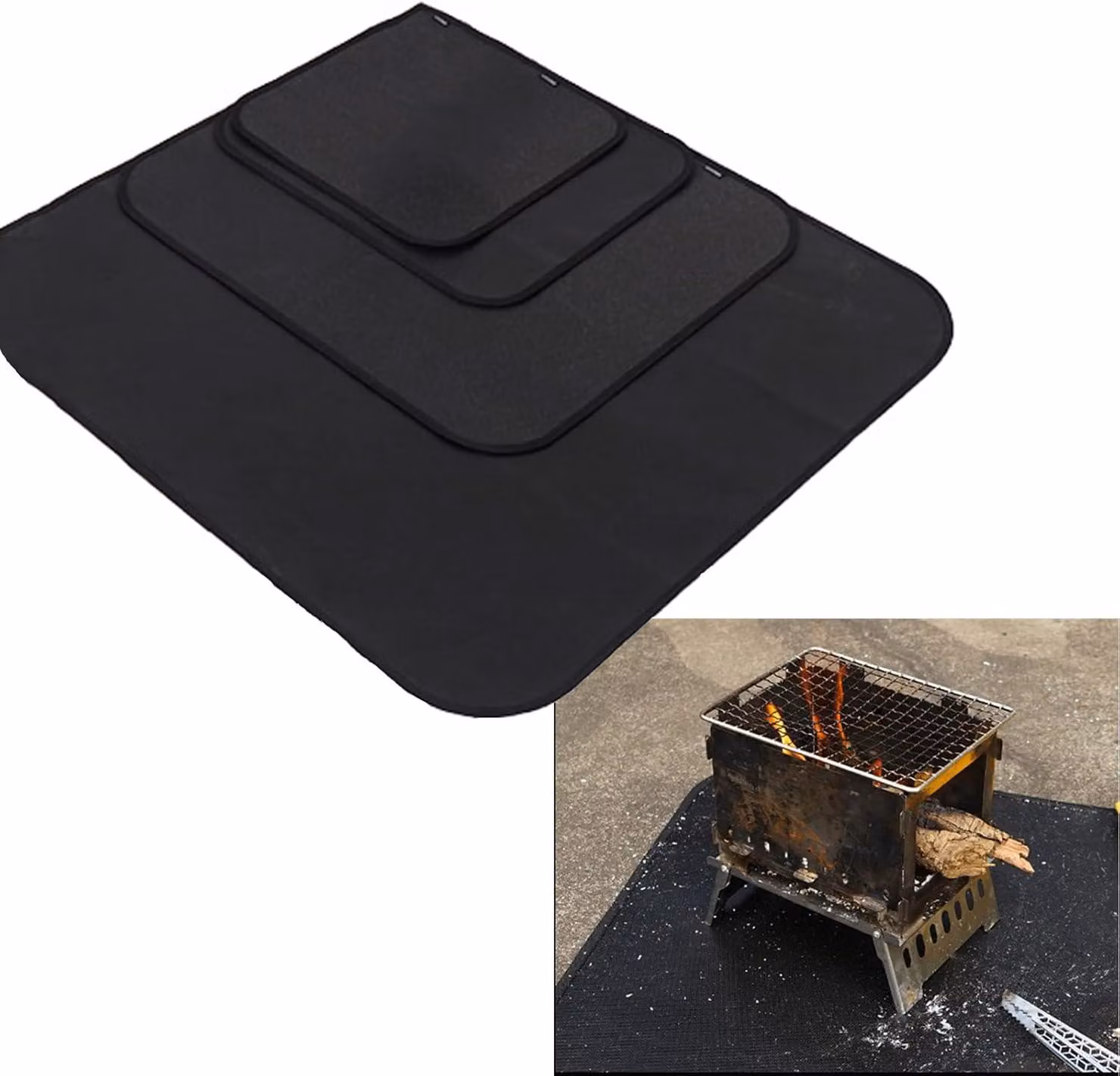 Tappetino ignifugo resistente al calore, 89x86 cm, base per barbecue, ideale per giardino e terrazza