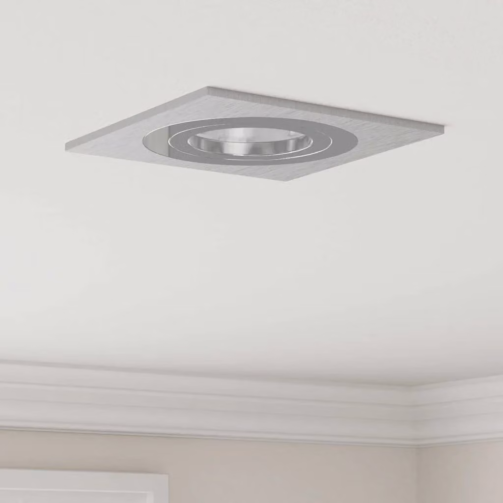 Set di 12 faretti da incasso vidaXL in alluminio argento, modello quadrato con lampadina GU10 regolabile, L/P/H: 9 x 9 x 2 cm