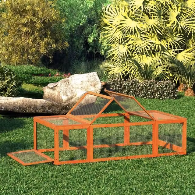 Recinto per conigli e piccoli animali in legno di abete con tetto apribile, 180 x 90 x 48 cm