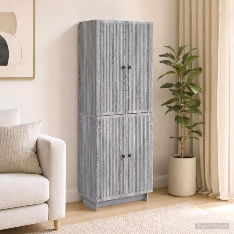 Set di 2 armadi moderni vidaXL in legno ingegnerizzato grigio opaco per soggiorno o ufficio in casa