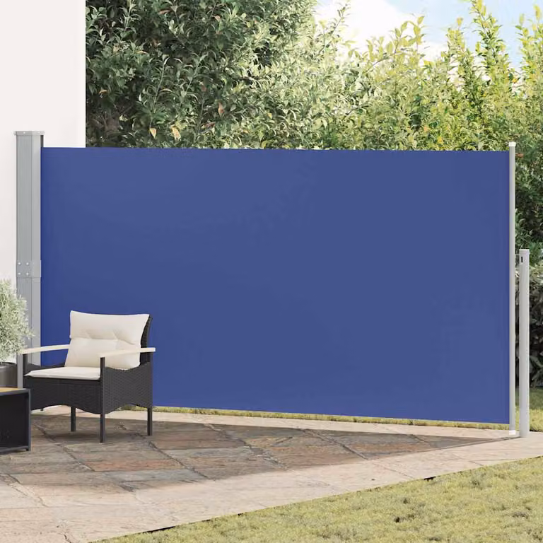 Tenda da Sole Laterale Retrattile vidaXL in Poliestere e Acciaio, Blu, L: 500 cm, H: 160 cm
