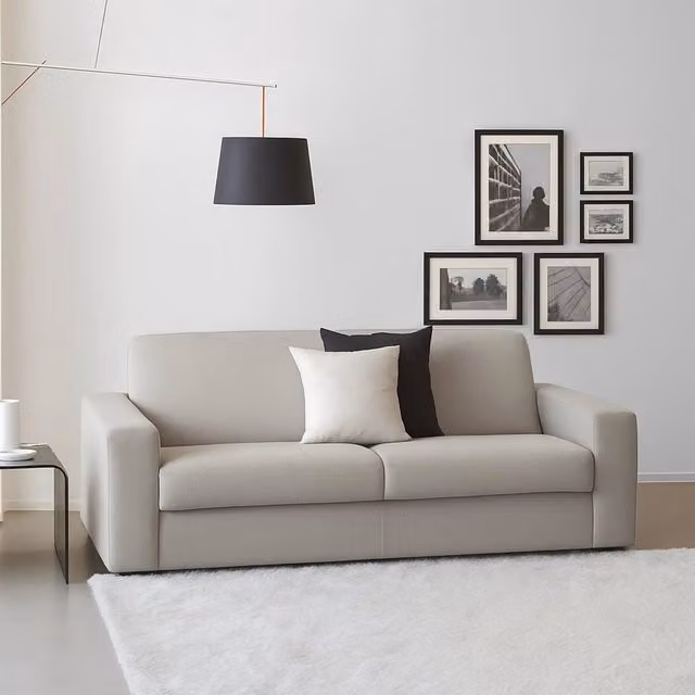Divano a 2 posti Malachite TALAMO ITALIA, modello moderno in tessuto imbottito con braccioli slim, Grigio, L: 160 cm, P: 95 cm, H: 90 cm – 1